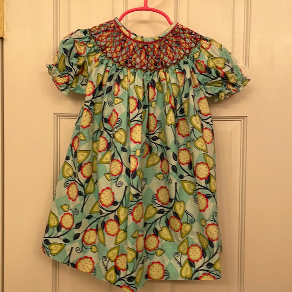 Teal Smocked 18M Dress